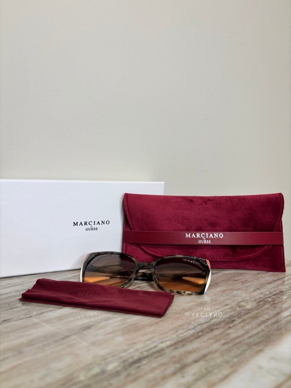 Marciano by Guess GM0831 95F Green Tortoise Butterfly Sunglasses 58mm